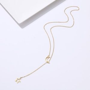 Women's Girls gold moon and stars necklace